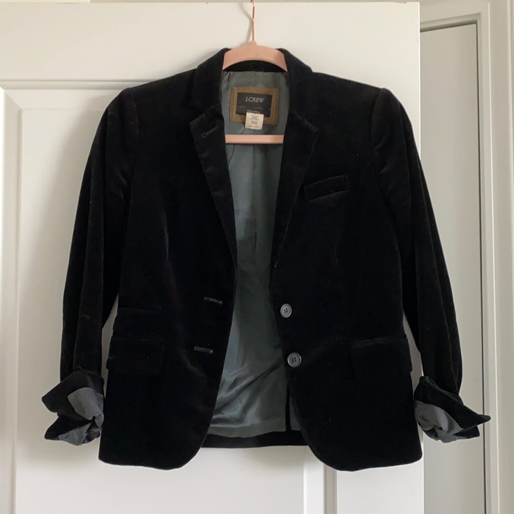 J. Crew Schoolboy Black Velvet Blazer